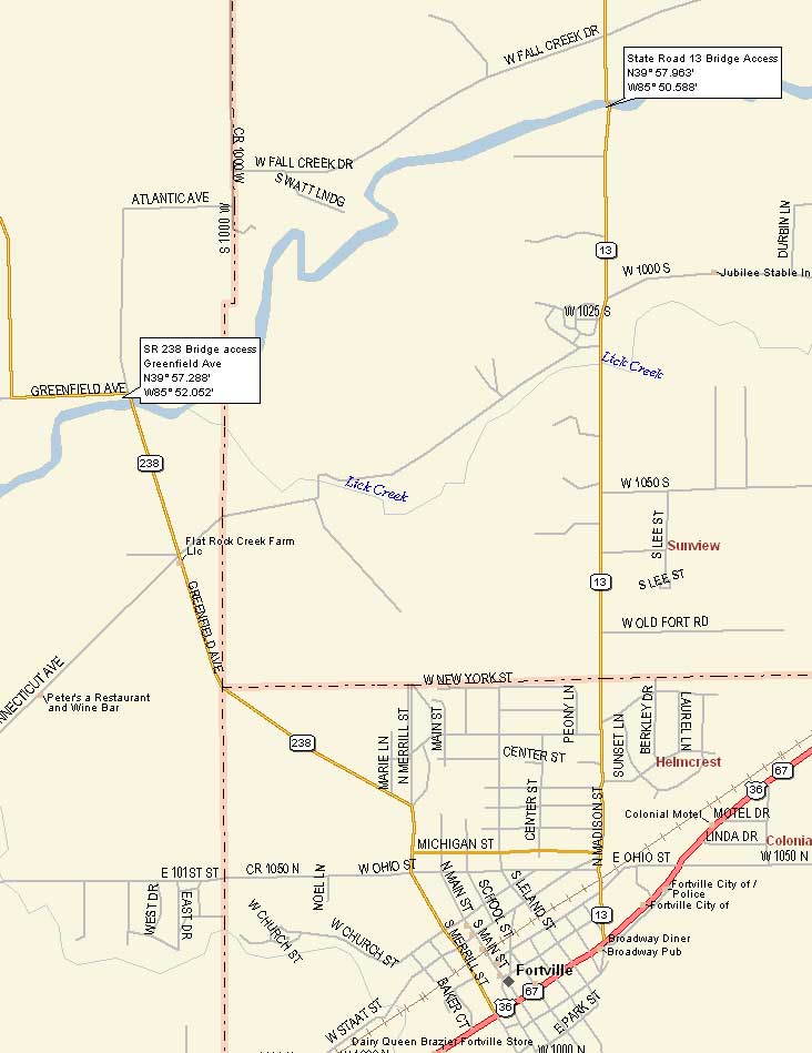 map to State Road 13 Bridge access point