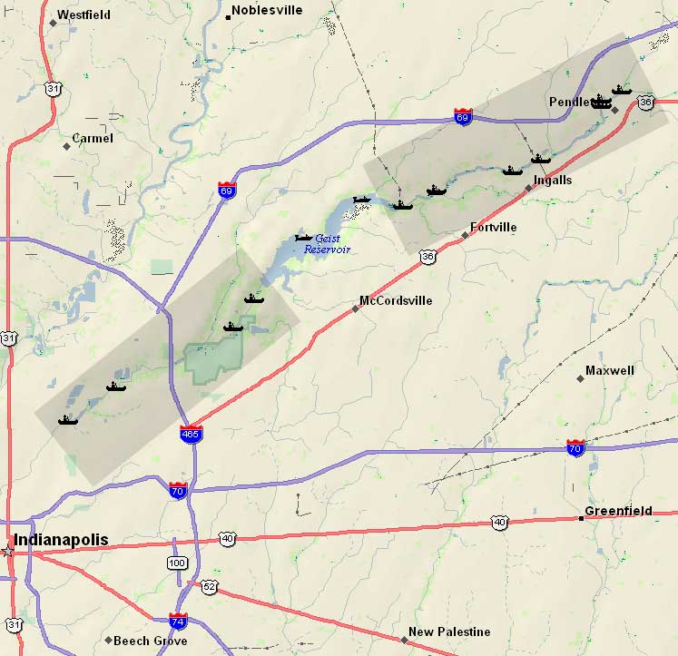clickable overview map of Fall Creek river segments