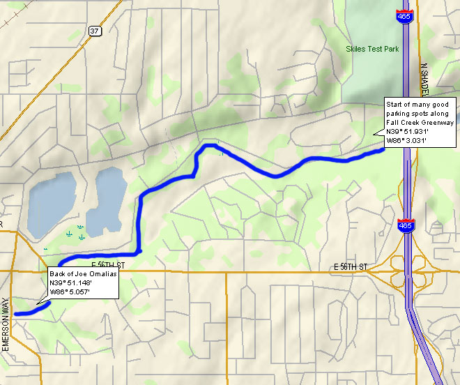 map of Fall Creek from Fall Creek Rd to 56th St