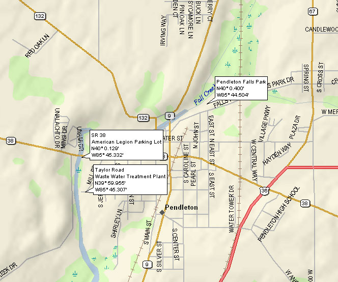 map of Fall Creek through Pendleton
