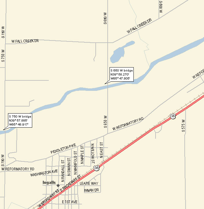 map to CR S 650 W Bridge access point