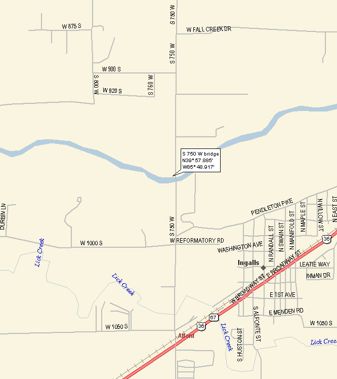 map to CR S 750 W Bridge access point